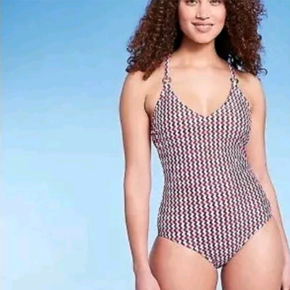 Women's Wide Ribbed Ring L (12-14) Coverage One Piece Swimsuit - Kona Sol Multi - Picture 5 of 8